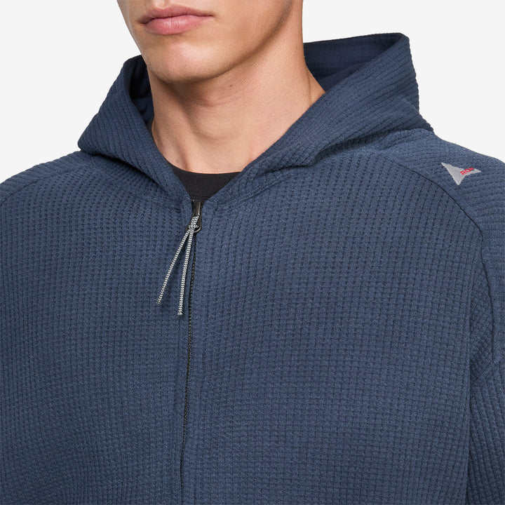 Bee Sun Faded Organic Waffle Zip Up Hoodie Navy
