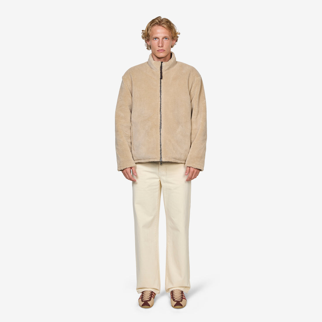 Military Reversible Down Boa Hi Neck Jacket Dark Choco | Beige Jackets