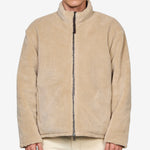 Military Reversible Down Boa Hi Neck Jacket Dark Choco | Beige
