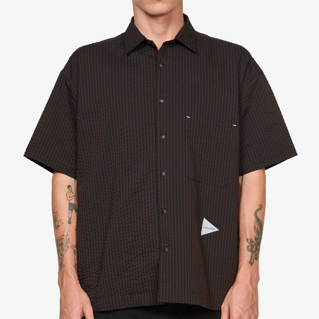 Dry Soft Seersucker SS Shirt Brown Shirts