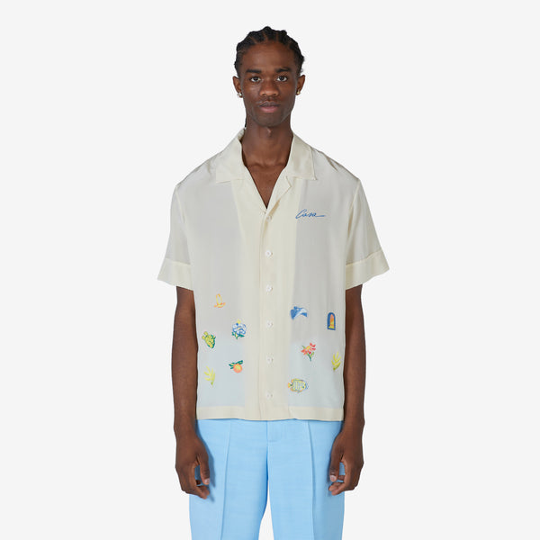 Embroidery Logo Short Sleeve Shirt Off White