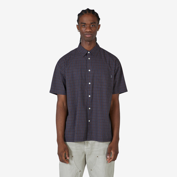 Plaid Short Sleeve Shirt Navy