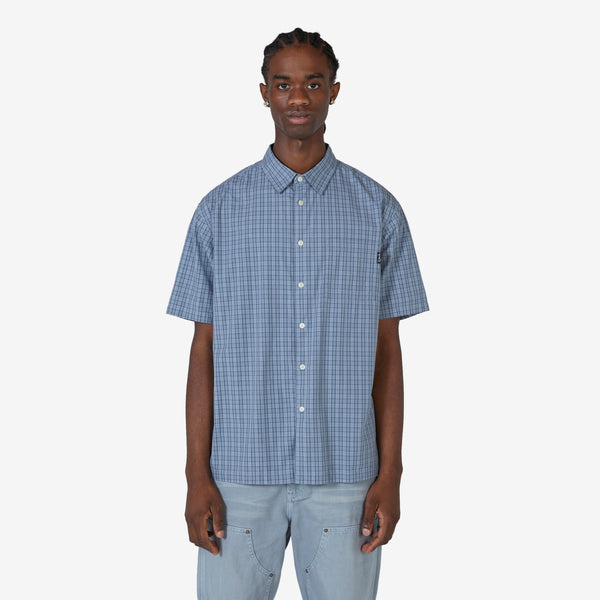 Plaid Short Sleeve Shirt Blue Grey