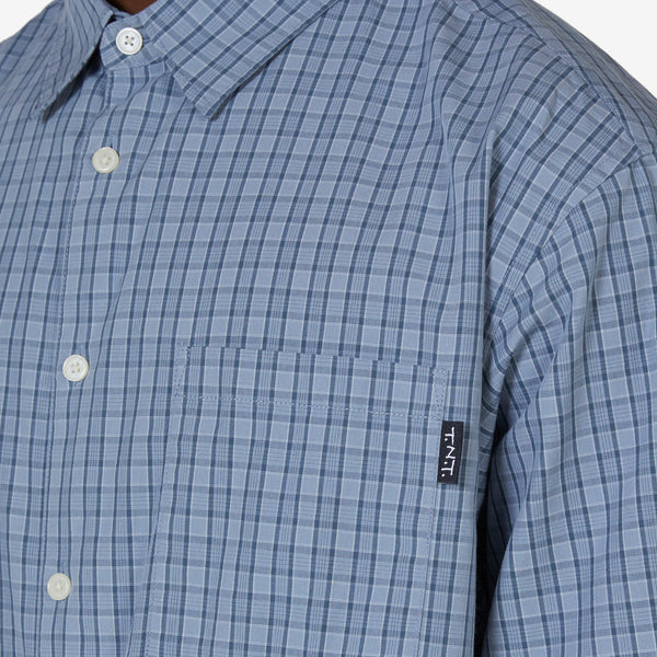Plaid Short Sleeve Shirt Blue Grey