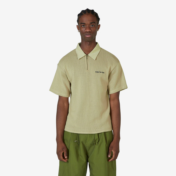 Open Knit Embroidered Polo Cream