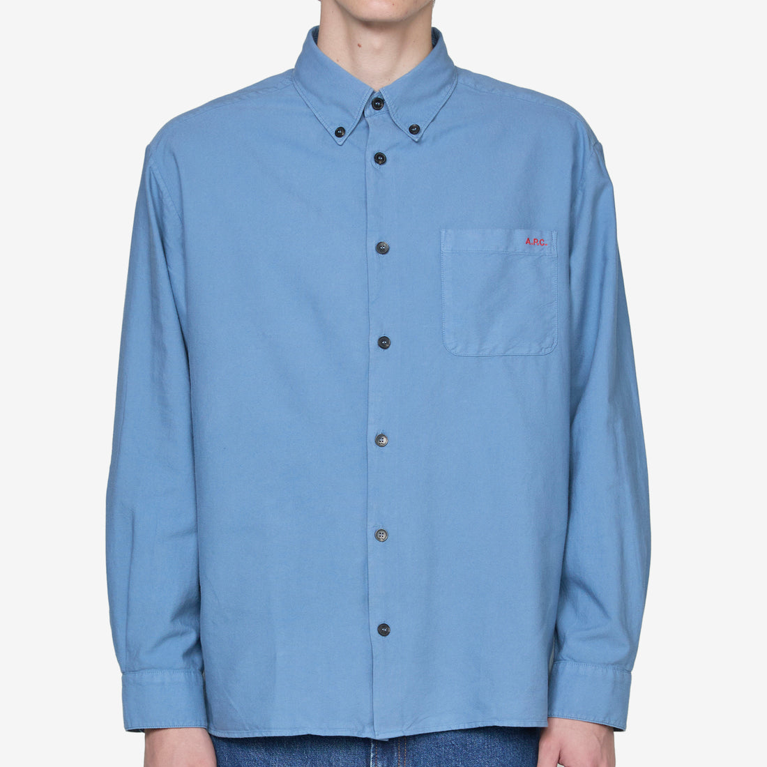 Mateo Logo Shirt Blue Grey Shirts