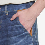 Denim Trompe L'oeil Double Knee Shorts Blue