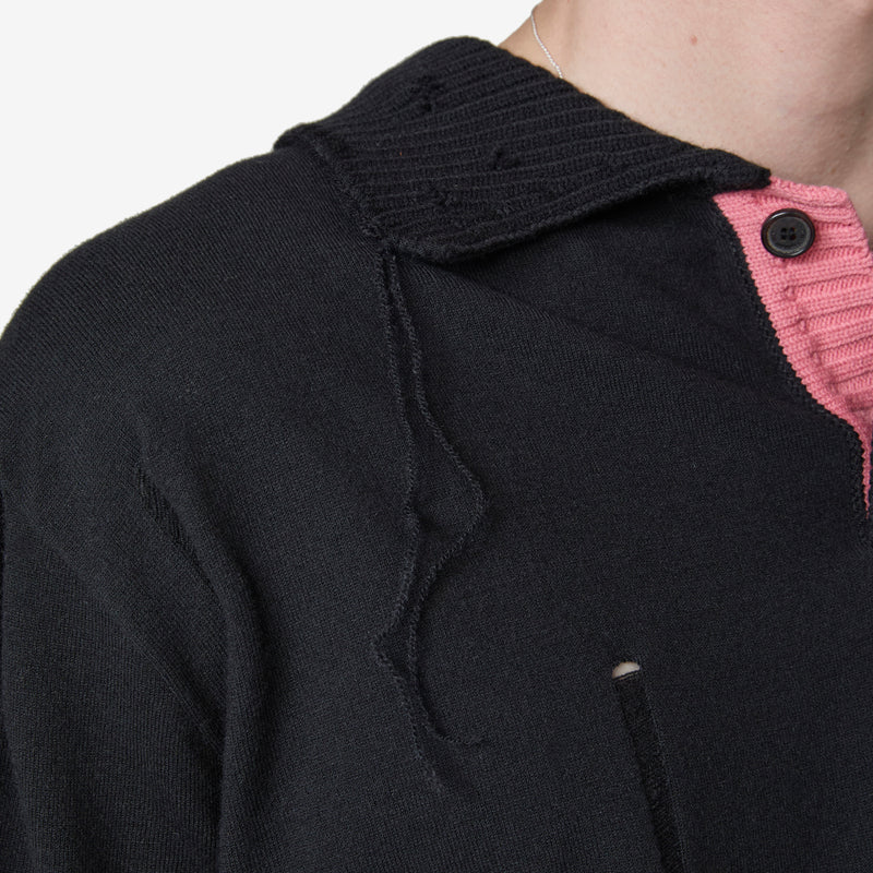 Damaged Polo Sweater Black | Pink Jumpers
