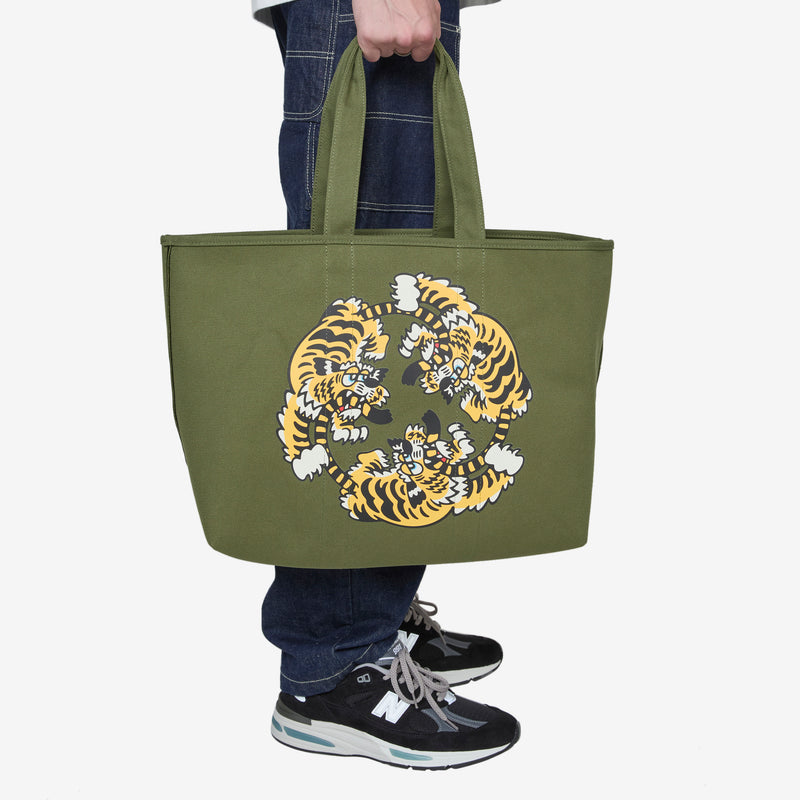 'KENZO VERDY MARKET' Large Reversible Tote Bag Khaki Bags