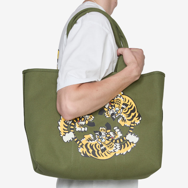 'KENZO VERDY MARKET' Large Reversible Tote Bag Khaki Bags