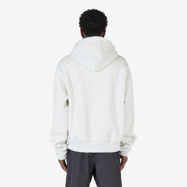 Basic Waffle Zip Hooded Sweater Melange Grey