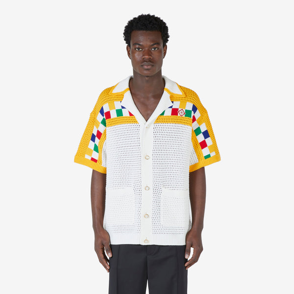 Faux Crochet Shirt White | Multi