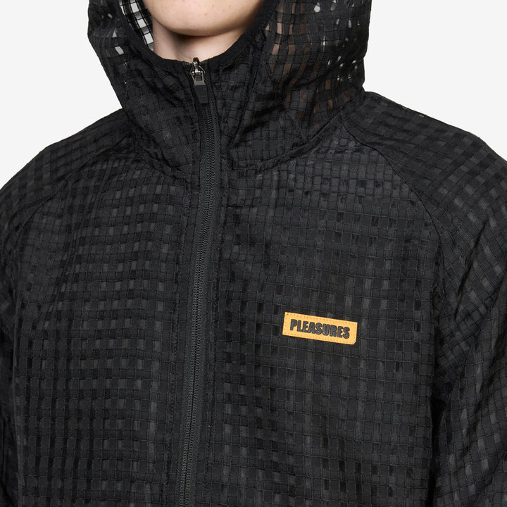System Plaid Hooded Jacket Black