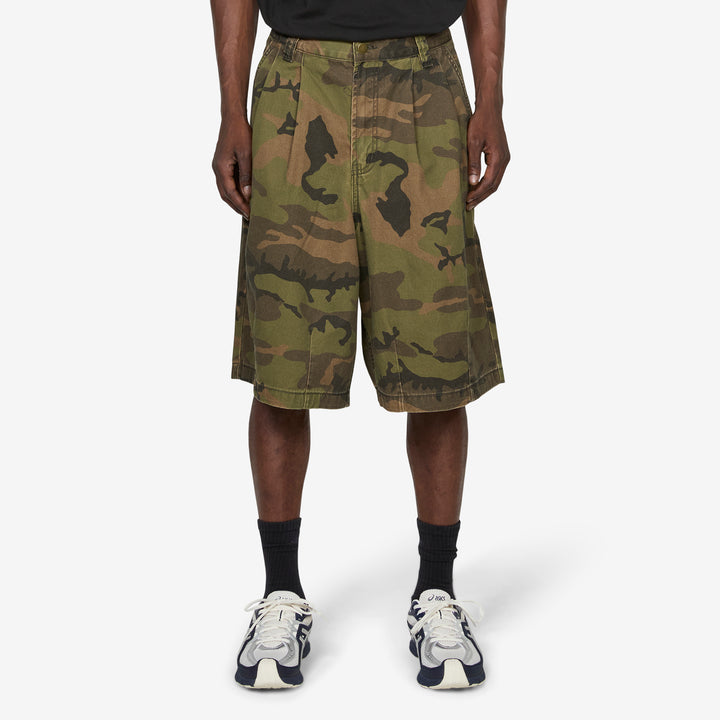 Pleated Balloon Shorts Washed Camo Front