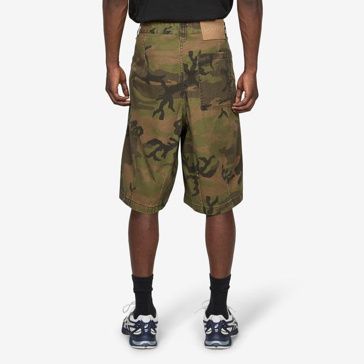 Pleated Balloon Shorts Washed Camo
