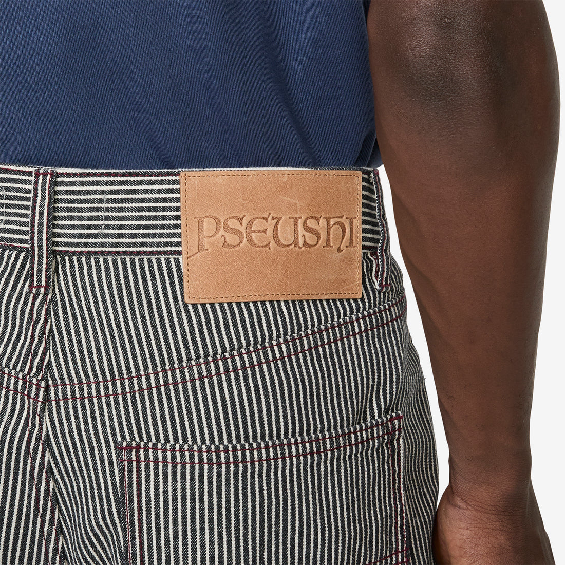 Loose Cut Jeans Black Hickory Stripe Pants