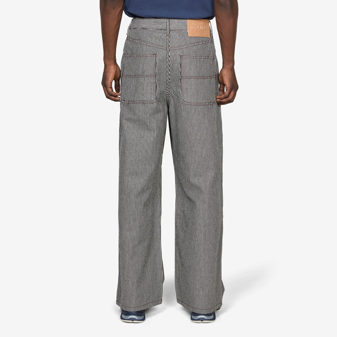 Loose Cut Jeans Black Hickory Stripe Pants