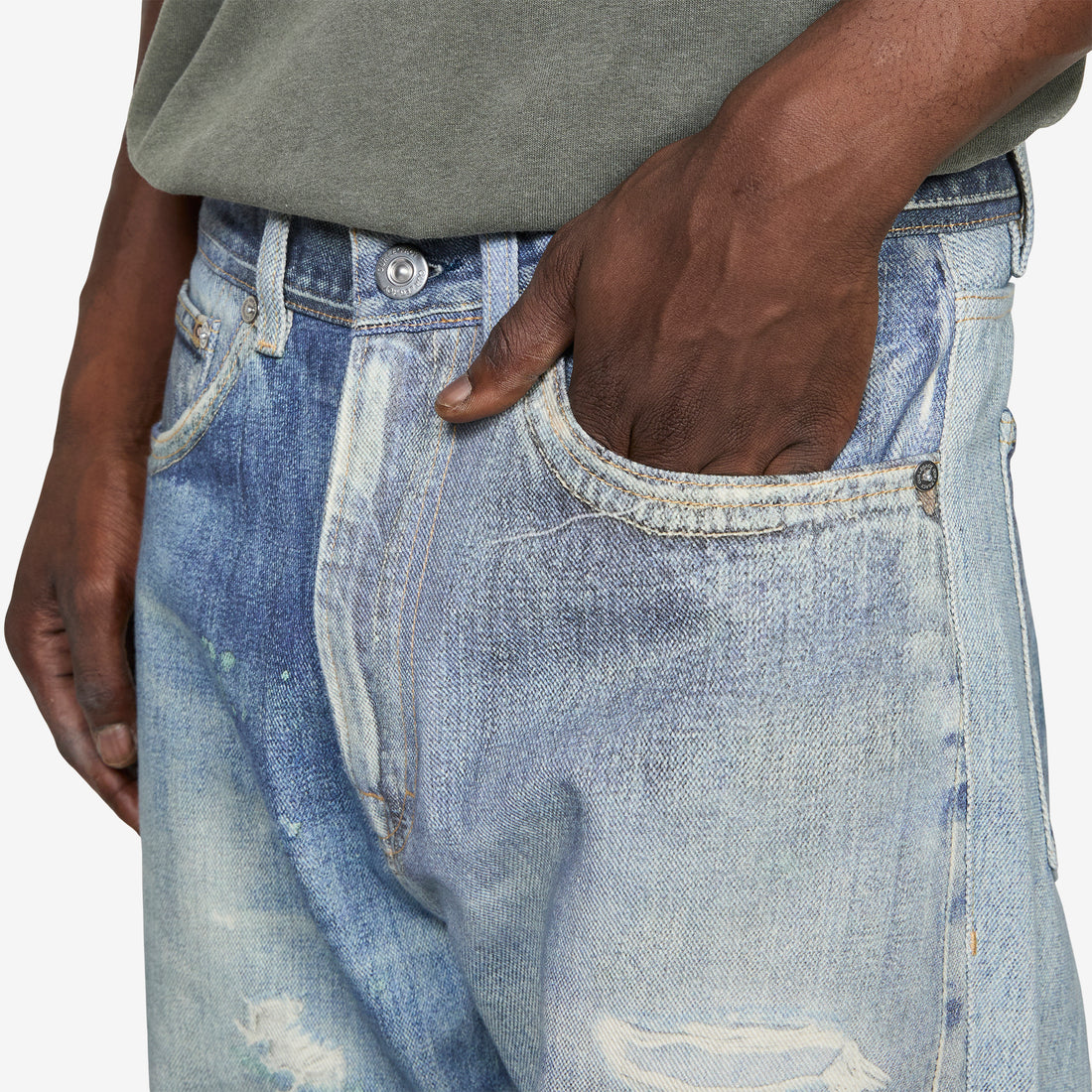 Third Cut Jeans Digital Denim Print Pants