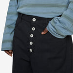 Loose Cut Jeans Black Rinse Wash Linen Canvas