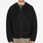 Knit Zip Hood Boiled Black