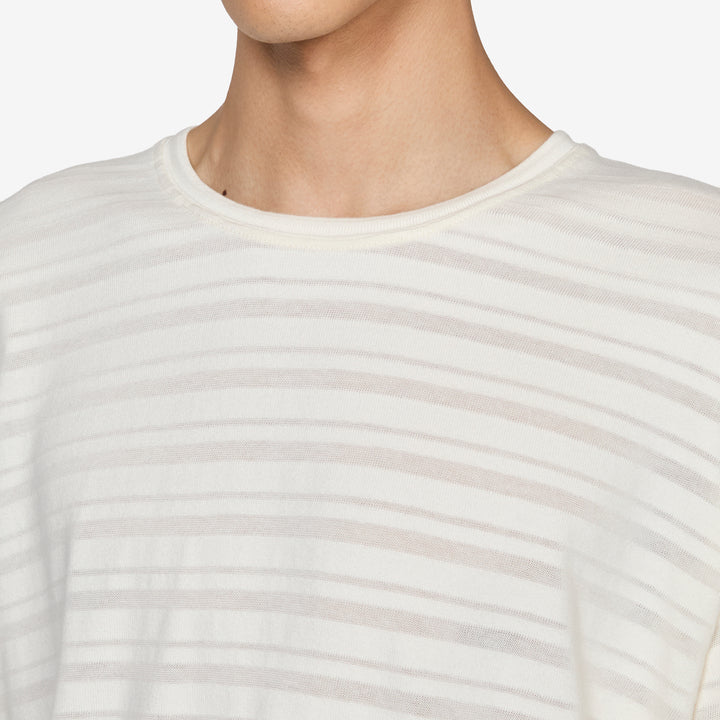 Round Neck Sweater Off White Stripe