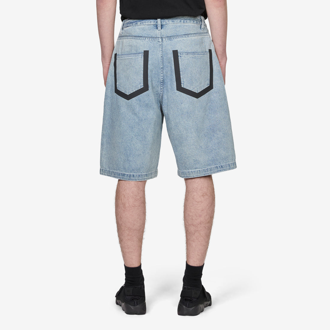 'Your Message Here' Indigo Denim Shorts Blue Denim | Black | Safety Orange Shorts