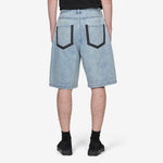'Your Message Here' Indigo Denim Shorts Blue Denim | Black | Safety Orange