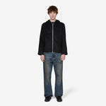 Full Zip Hood Black Hairy Wool