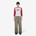 Eigne Raglan Sleeve Wine T-Shirt Burgundy | White