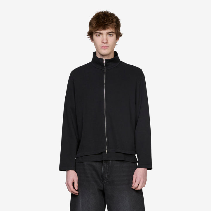 Shrunken Fullzip Black Athletic Rib Front