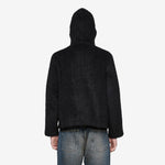 Full Zip Hood Black Hairy Wool