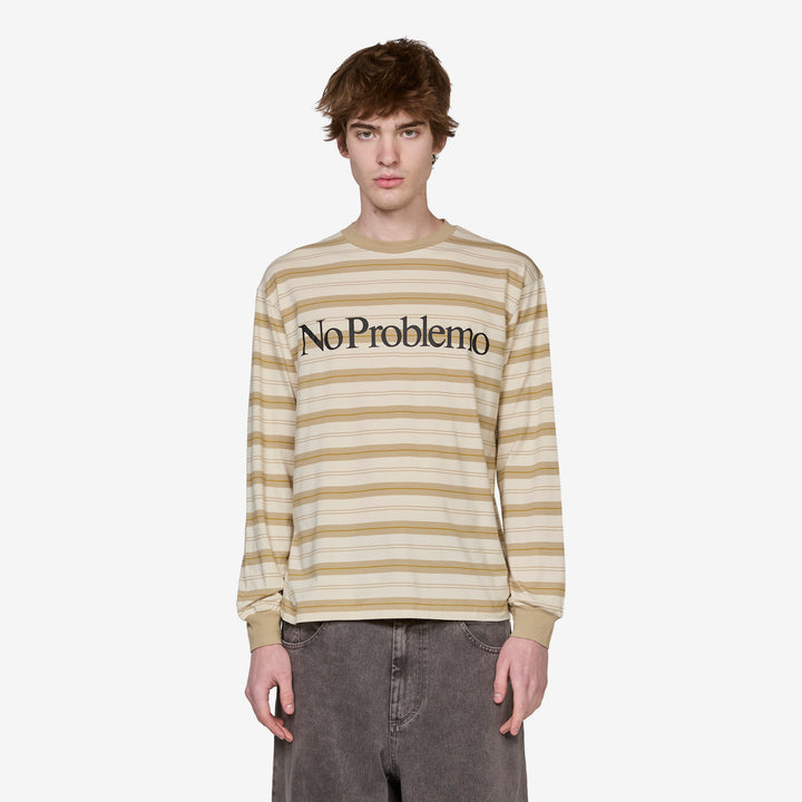 No Problemo Striped Longsleeve T-Shirt Sand Front