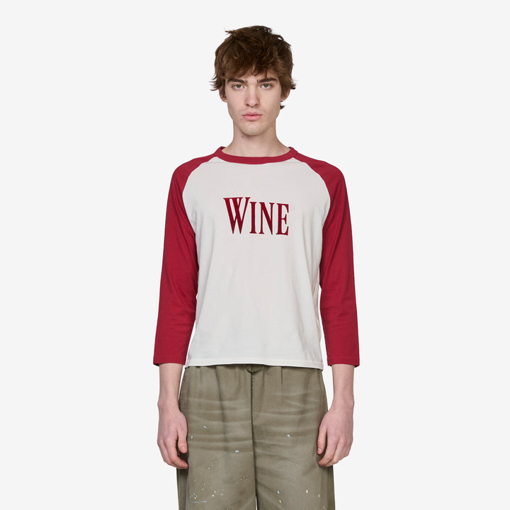 Eigne Raglan Sleeve Wine T-Shirt Burgundy | White Front