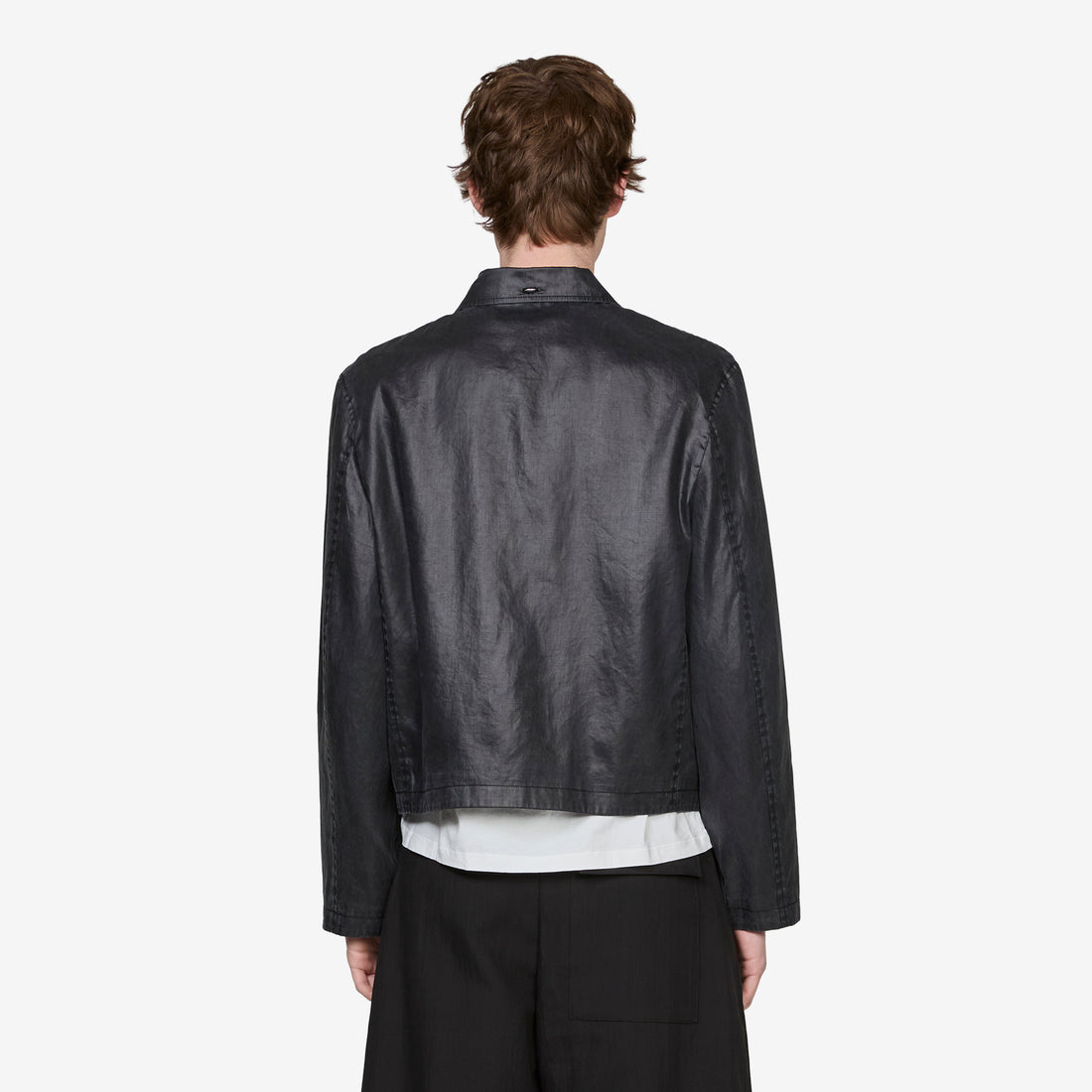 Mini Jacket Worker Lacquer Black Mirror Tencel Jackets
