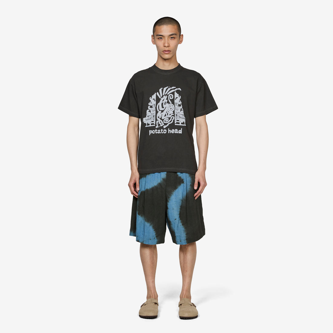 Tie-Dye Oversized Shorts Black | Blue Shorts