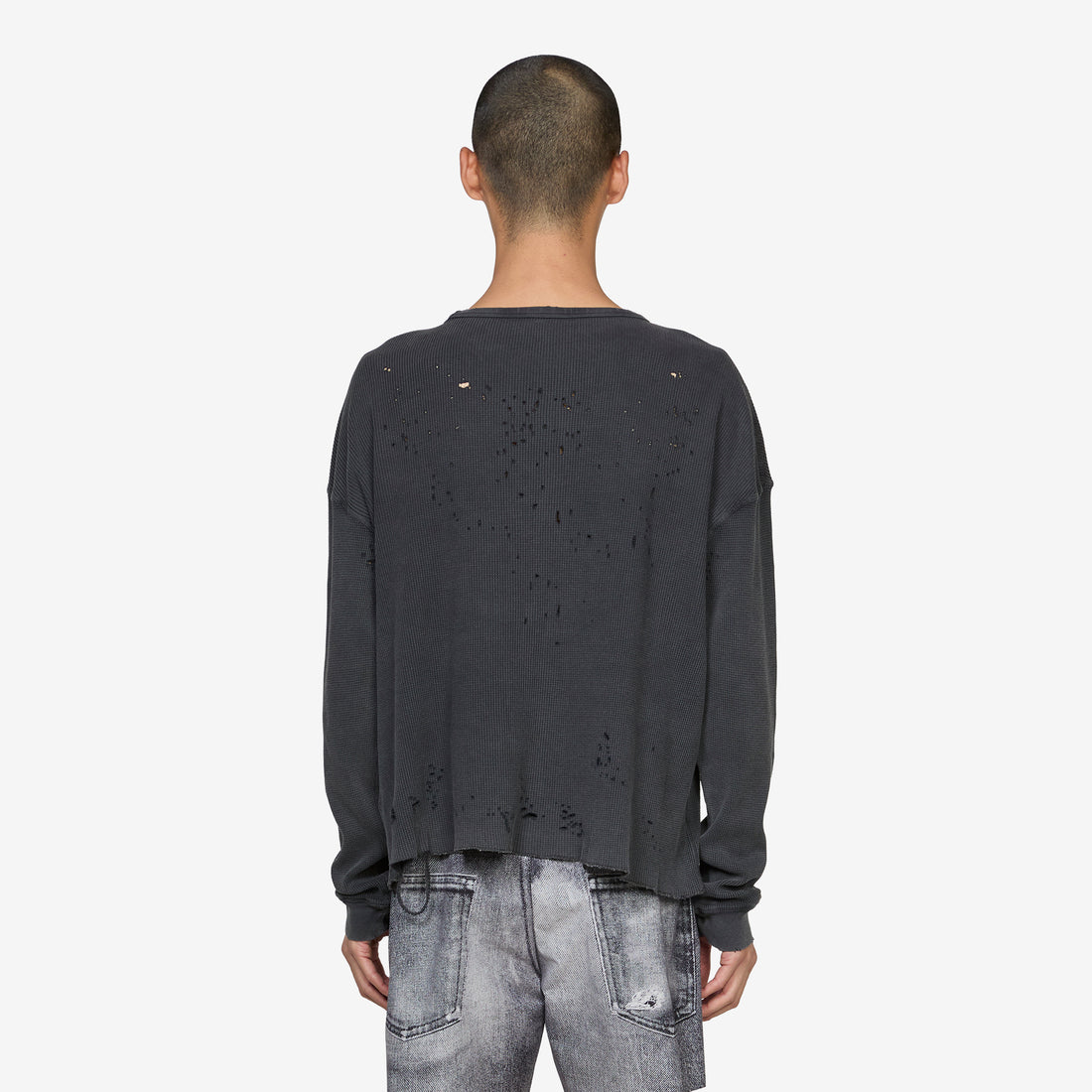 MothTech™ Waffle Long T-Shirt Aged Black Tees