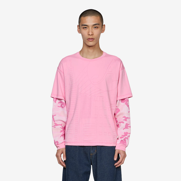 Skyline Waffle Longsleeve Shirt Pink Front