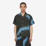 Tie-Dye Open-Collar Shirt Black | Blue