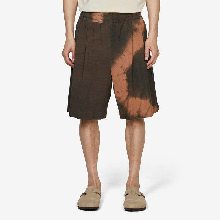 Tie-Dye Oversized Shorts Brown | Brick Front