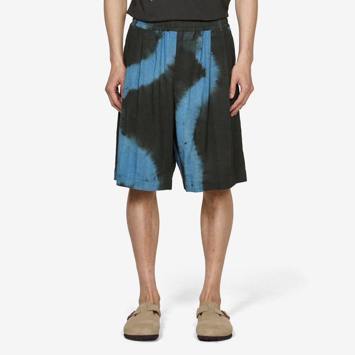 Tie-Dye Oversized Shorts Black | Blue Front