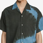 Tie-Dye Open-Collar Shirt Black | Blue