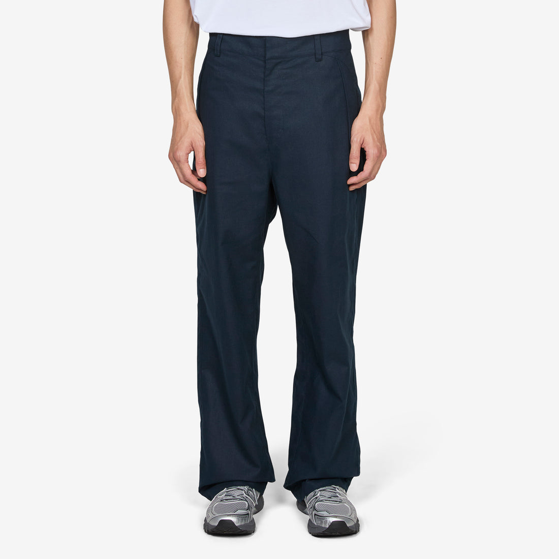 Path Linen Cotton Mixed Trouser Dark Navy Pants