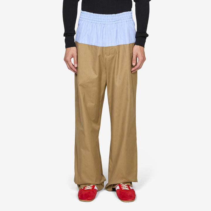 Contrast Waist Pants Camel Front