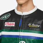 Leather Café Racer Jacket Tennis Green Multi