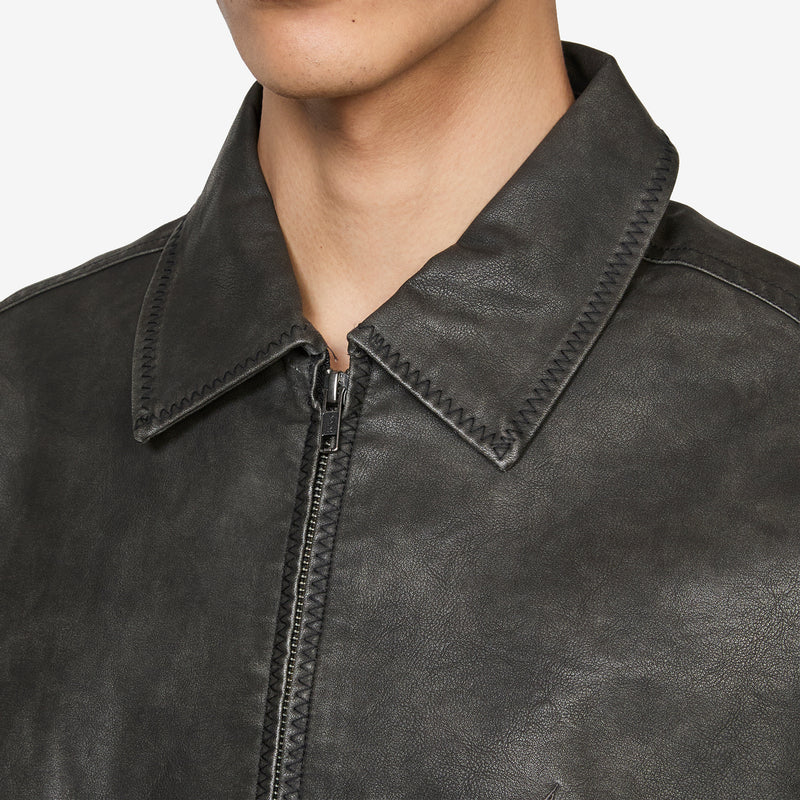 Faded Leather Blouson Black – Above The Clouds