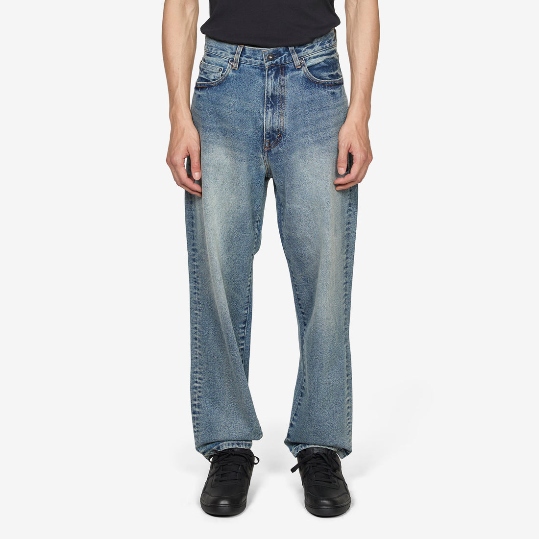 Vintage Washed Baggy Denim Pants Navy Pants