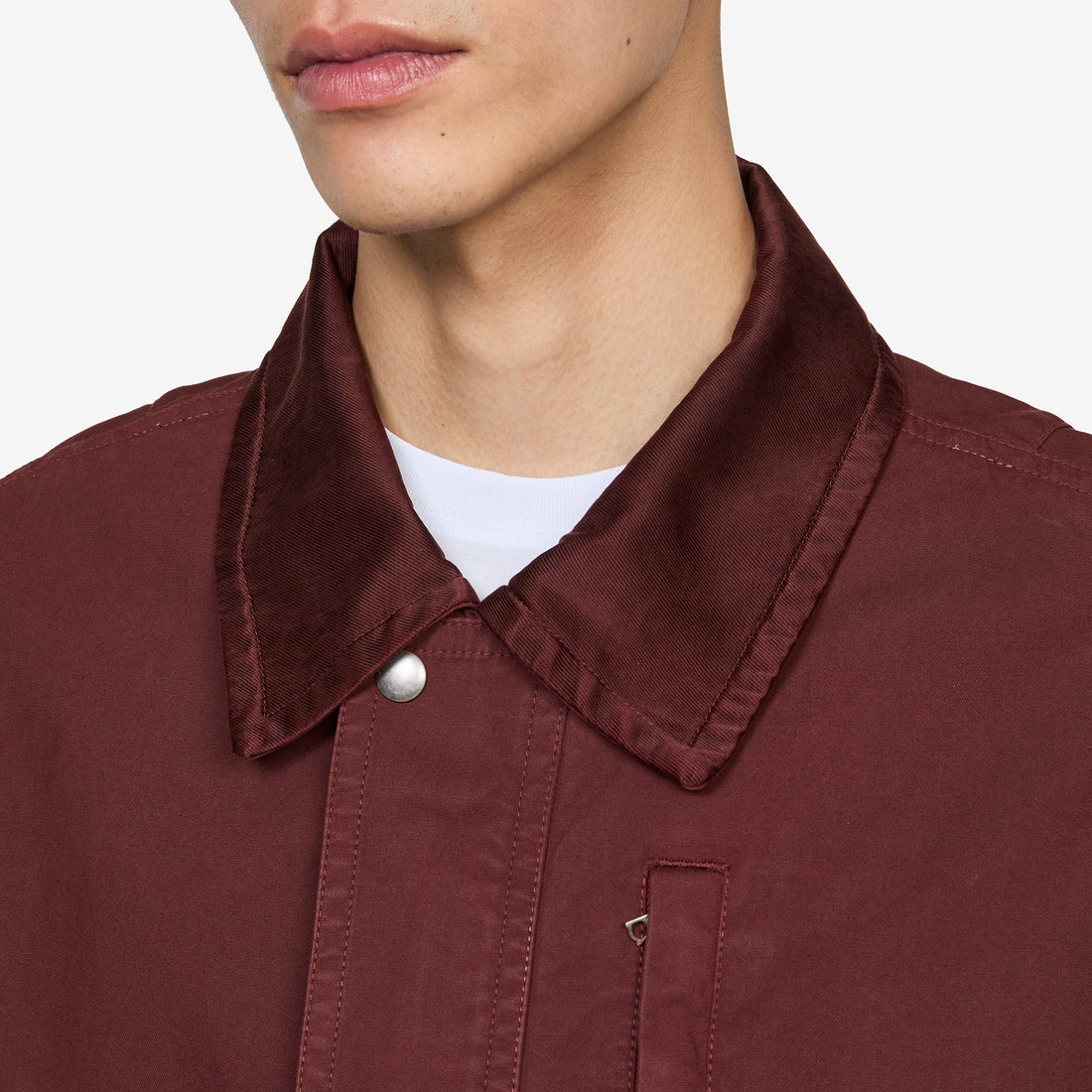 Overdyed Double Weave Cotton Jacket Burgundy Jackets