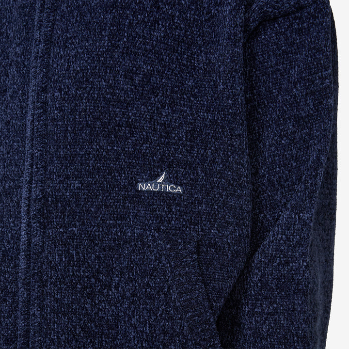 Mall Yarn Zip Up Hoodie Dark Navy