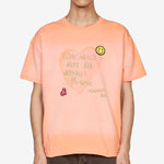 Spray Washed Heart Message T-Shirt Orange