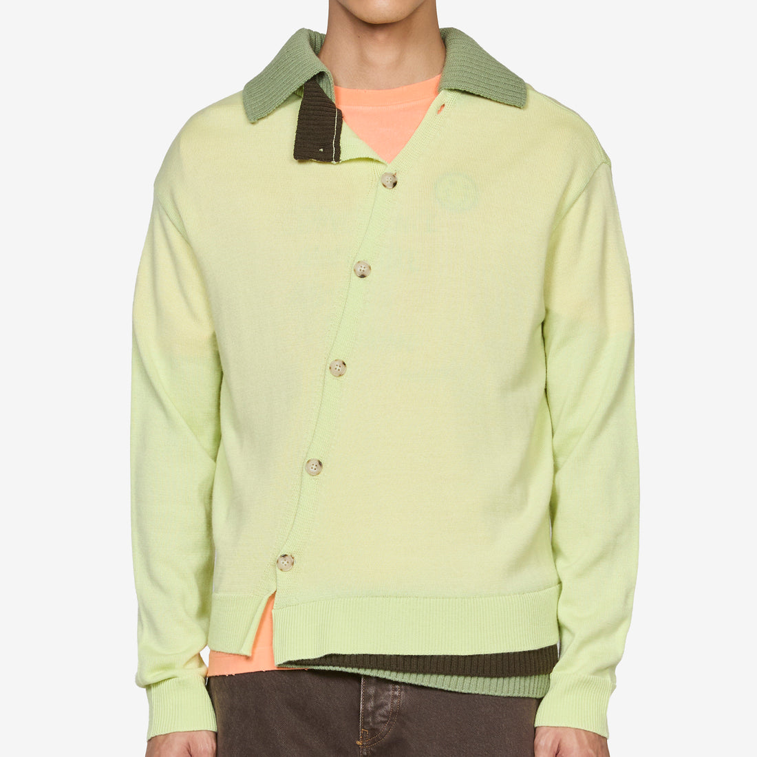 Layered Collar Cardigan Lemon Jumpers